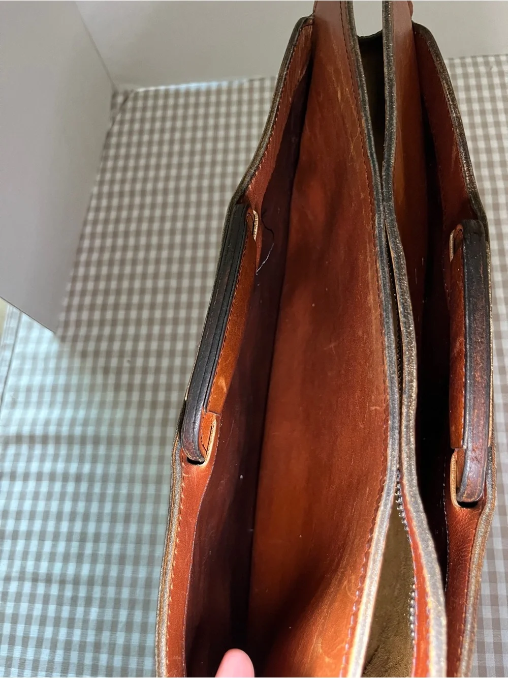 Vintage Schlesinger Brothers Brown Leather Briefcase / Portfolio 1970's-80's